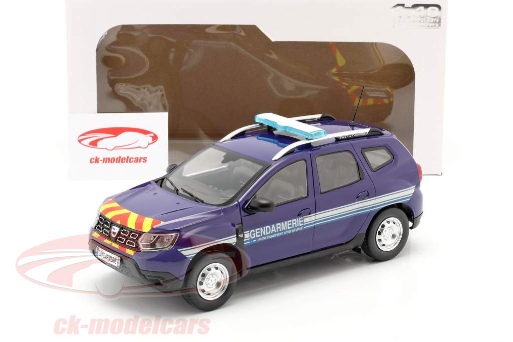 Dacia Duster MK2 Gendarmerie Ano de construção 2018 azul 1:18 Solido