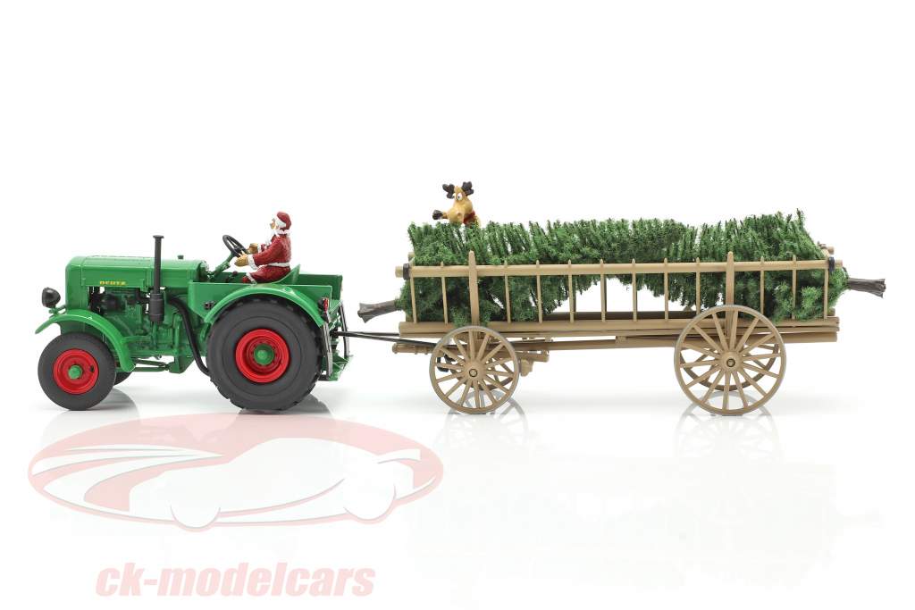 Deutz F3 拖拉机 用 大车 圣诞 2020 绿色 / 浅褐色 1:32 Schuco