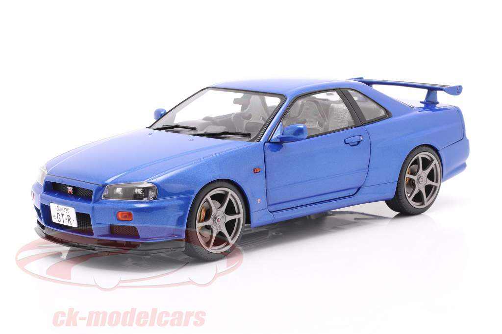 Nissan Skyline GT-R (R34) 建設年 1999 ベイサイド 青い 1:18 Solido