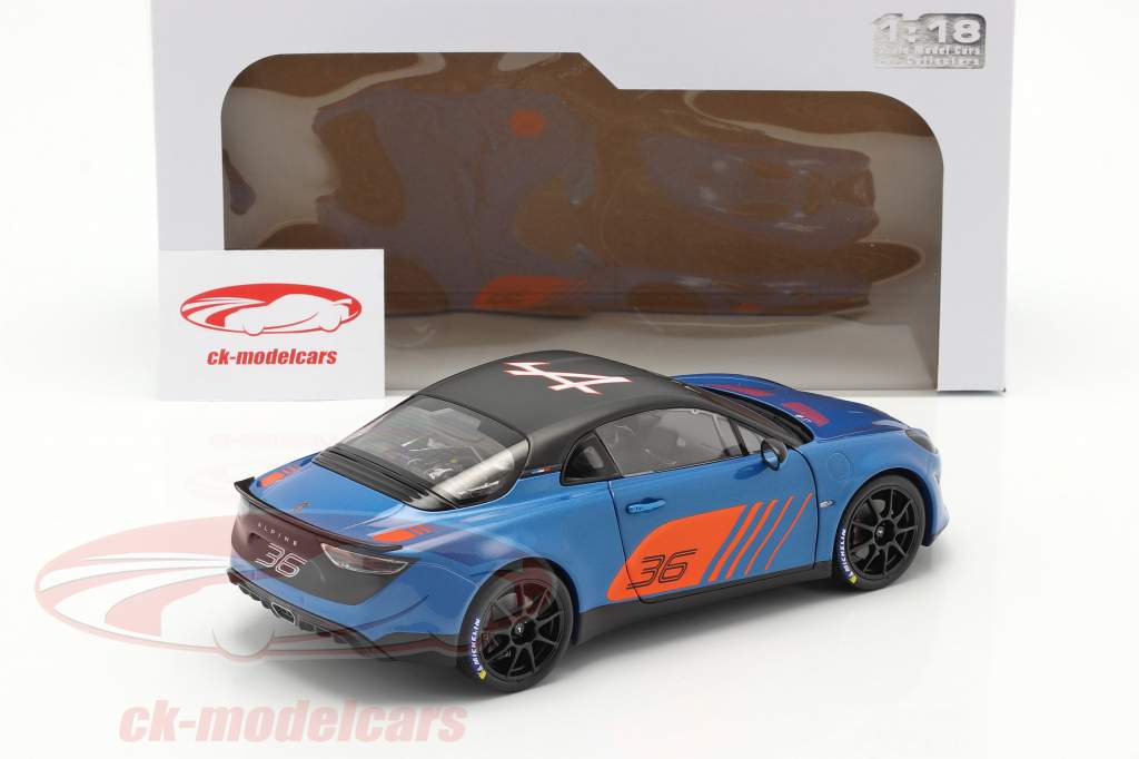 Alpine A110 Cup #36 Launch Livery 2019 blå / orange / sort 1:18 Solido