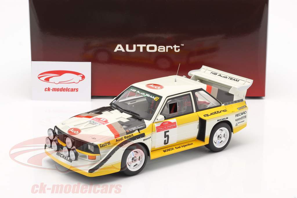 Audi Sport Quattro S1 #5 Vincitore Rallye SanRemo 1985 Röhrl, Geistdörfer 1:18 AUTOart