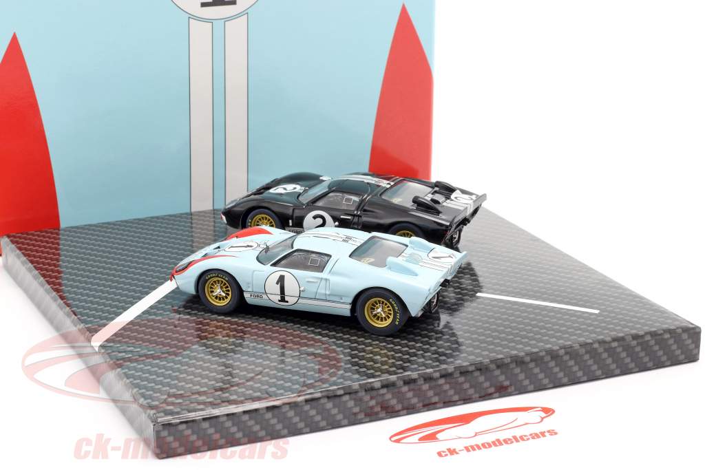 2-Car Set Ford GT40 MK II #2 #1 Vencedora e 2ª 24h LeMans 1966 1:43 CMR