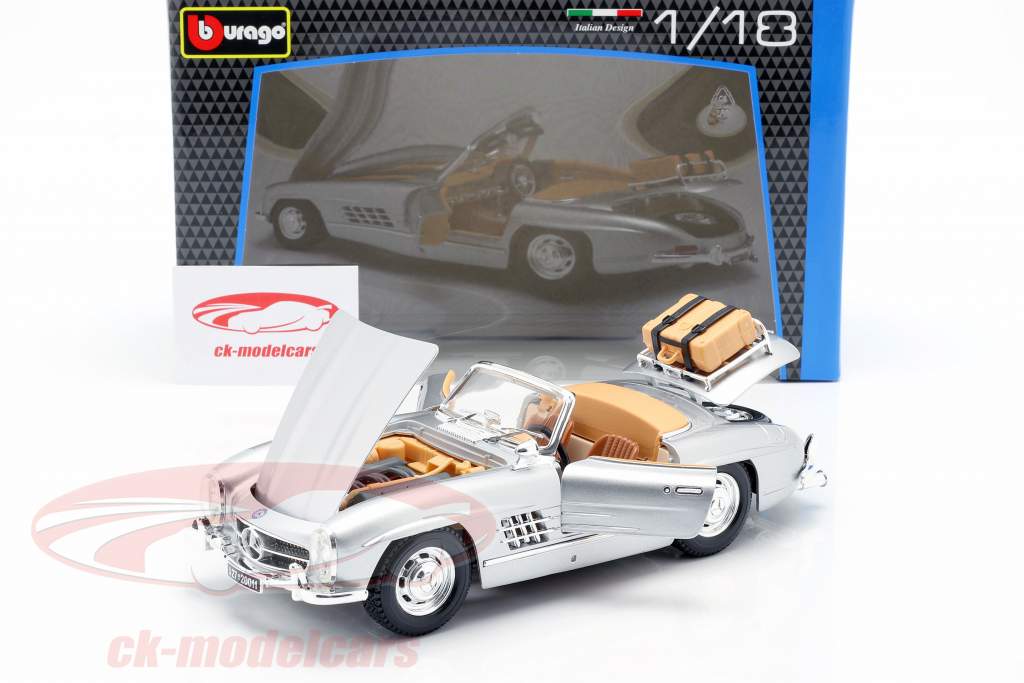 Mercedes-300 SL Touring År 1957 sølv 1:18 Bburago