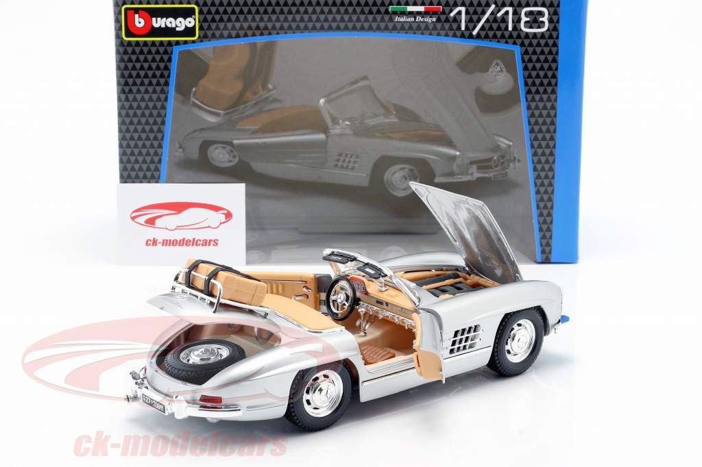 Mercedes-300 SL Touring Jaar 1957 zilver 1:18 Bburago