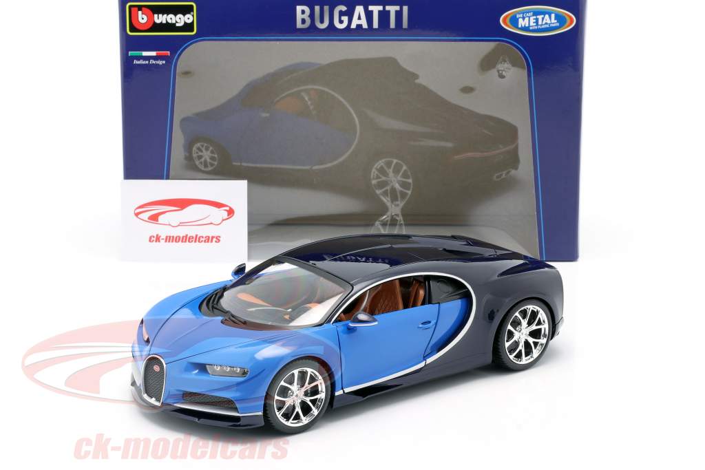 Bugatti Chiron año 2016 azul / azul oscuro 1:18 Bburago
