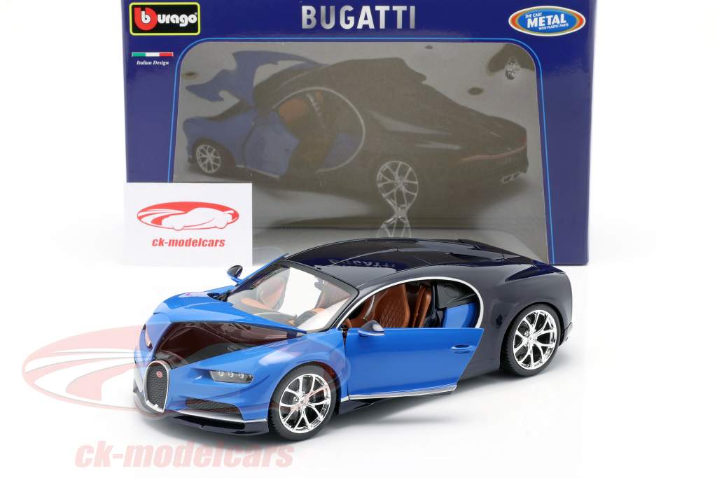 Bugatti Chiron año 2016 azul / azul oscuro 1:18 Bburago