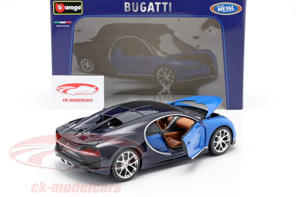 Bugatti Chiron ano 2016 azul / azul escuro 1:18 Bburago