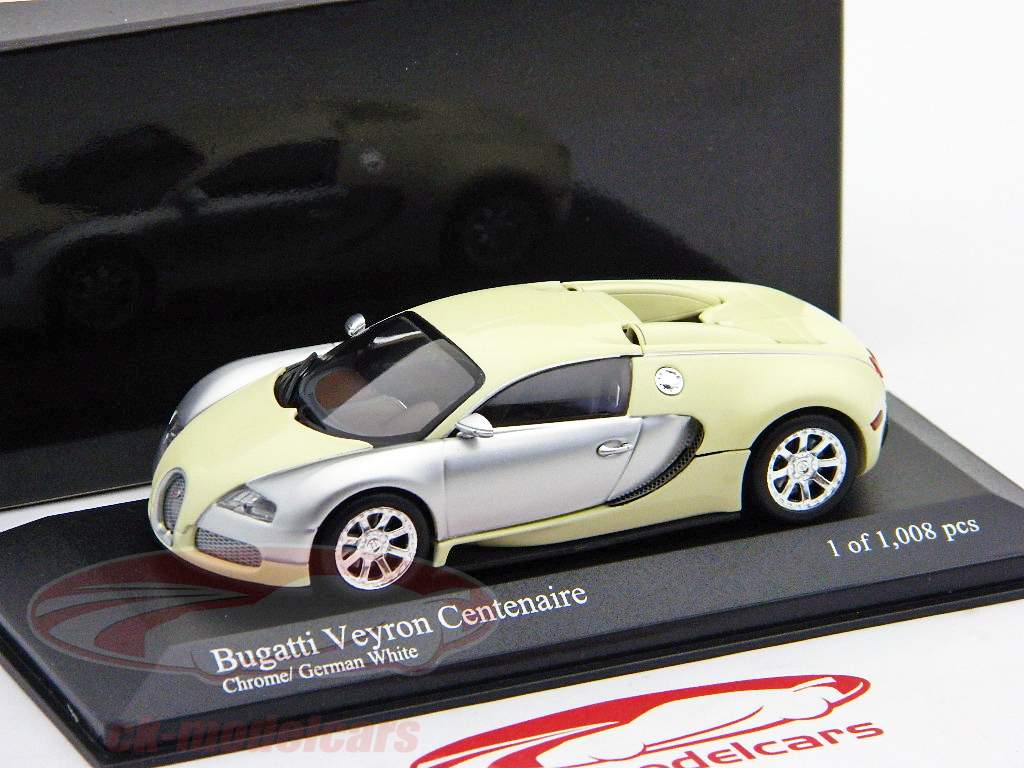 Bugatti Veyron Centenaire di fabbricazione 2009 cromo / cromo beige / beige 1:43 Minichamps