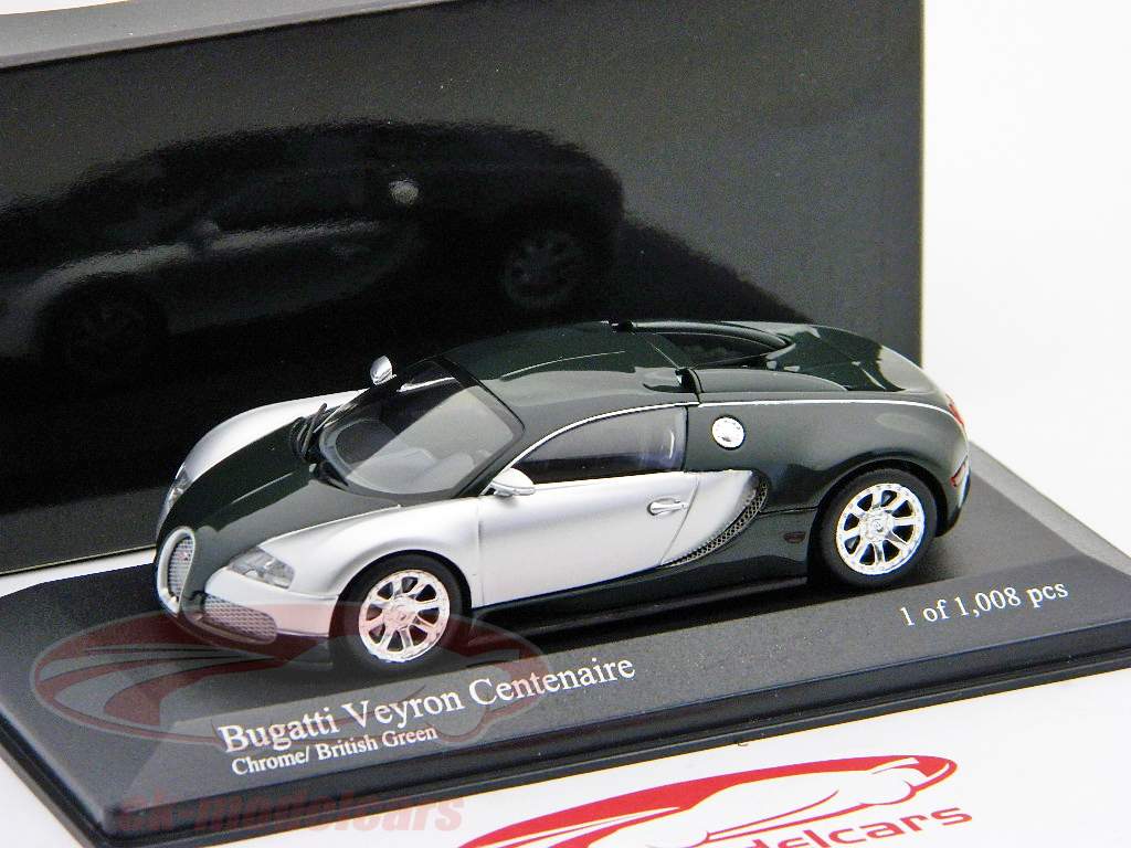 Bugatti Veyron Centenaire di fabbricazione 2009 cromo / verde cromo verde / 1:43 Minichamps