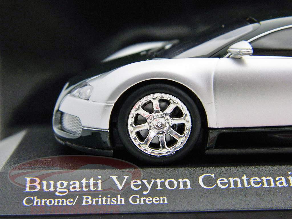 Bugatti Veyron Centenaire di fabbricazione 2009 cromo / verde cromo verde / 1:43 Minichamps