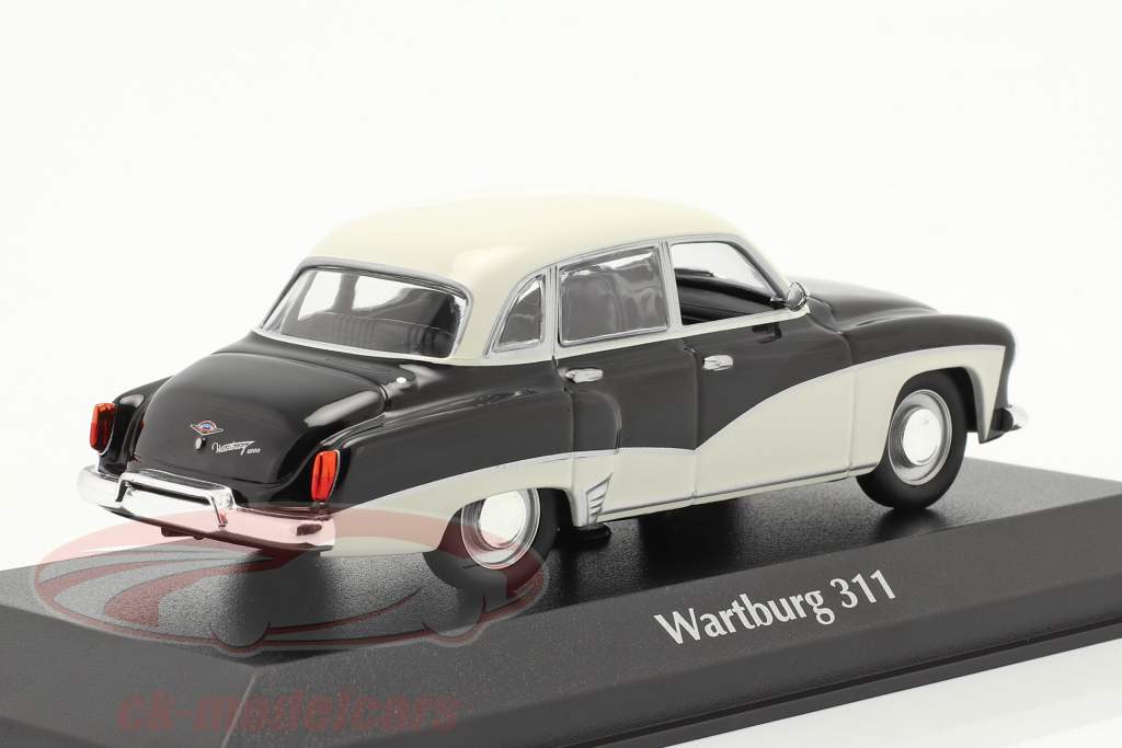 Wartburg 311 jaar 1959 zwart / wit 1:43 Minichamps