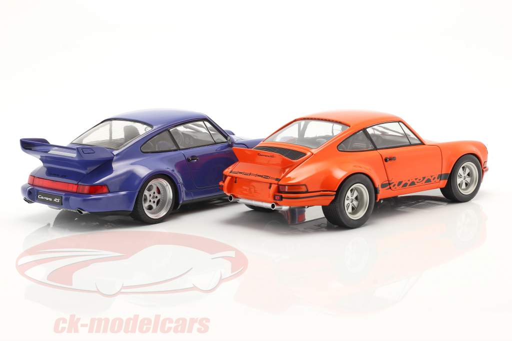 2辆 组 Porsche 911 Carrera RSR & Porsche 911 Carrera RS (964) 橙子 / 蓝色 1:18 Solido