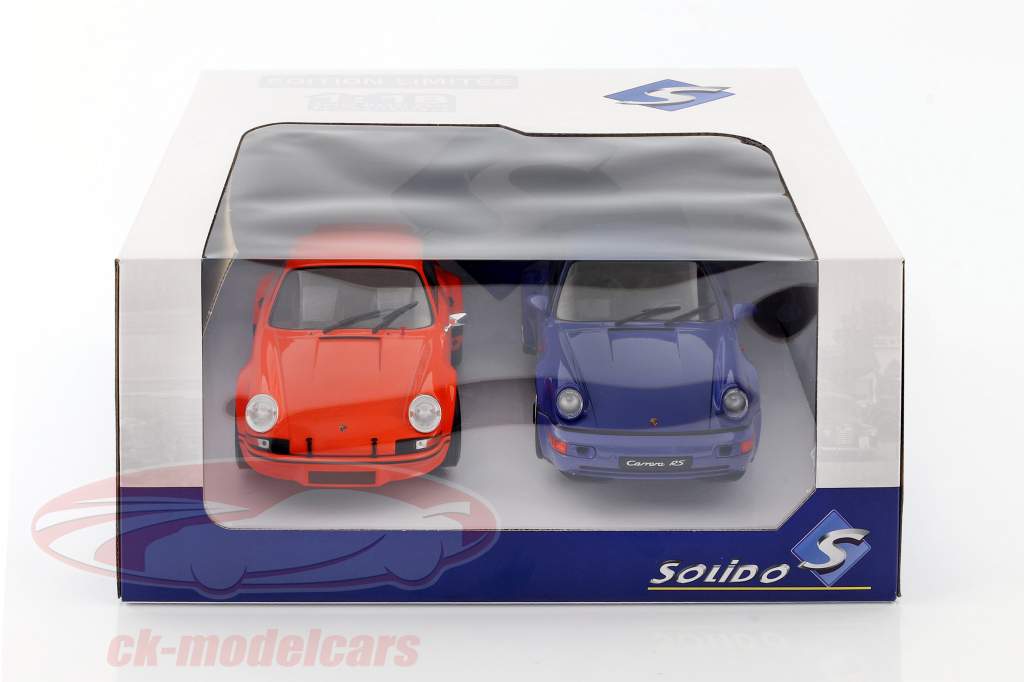 2辆 组 Porsche 911 Carrera RSR & Porsche 911 Carrera RS (964) 橙子 / 蓝色 1:18 Solido