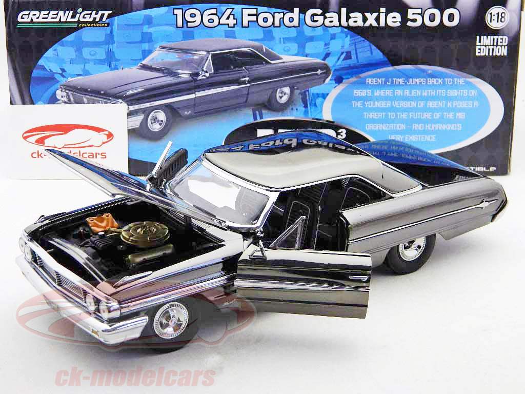 Chrome di costruzione 1964 Ford Galaxie 500 uomini film auto a Black 3 nero 1:18 Greenlight