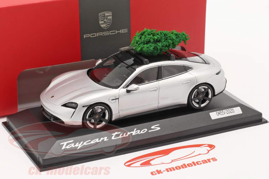 Porsche Taycan Turbo S dolomita prata Com árvore de Natal 1:43 Minichamps