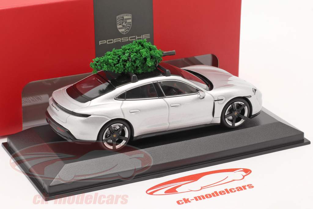 Porsche Taycan Turbo S dolomita prata Com árvore de Natal 1:43 Minichamps