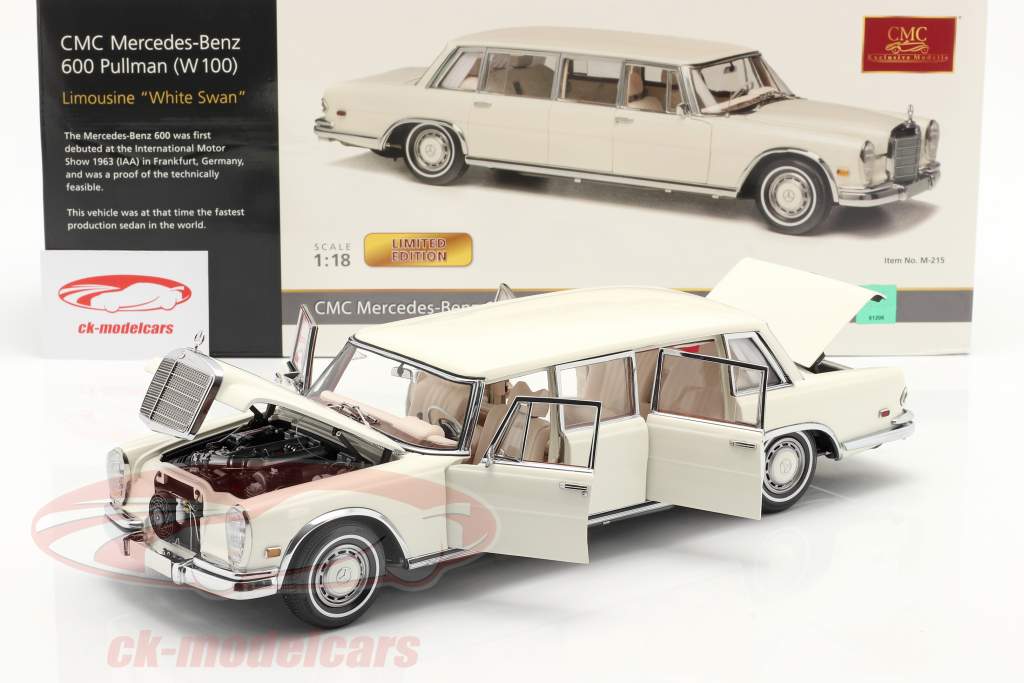 Mercedes-Benz 600 Pullmann (W100) リムジン 建設年 1969 白い 白鳥 1:18 CMC