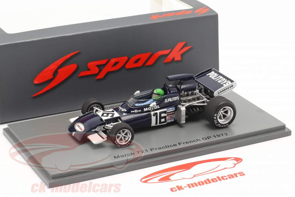 Henri Pescarolo March 721 #16 Practice Frankreich GP Formel 1 1972 1:43 Spark