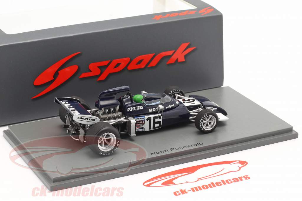 Henri Pescarolo March 721 #16 Practice Frankreich GP Formel 1 1972 1:43 Spark