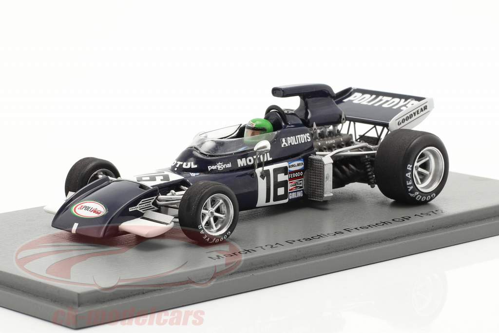 Henri Pescarolo March 721 #16 Practice Frankreich GP Formel 1 1972 1:43 Spark