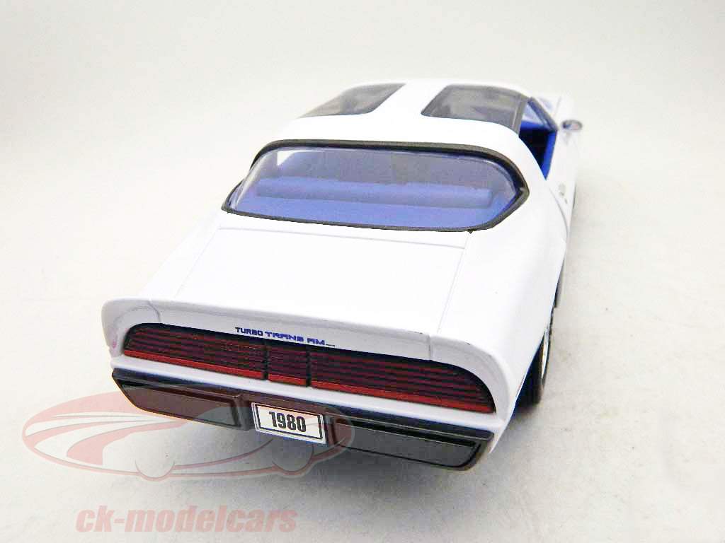 Pontiac Transam Turbo 4.9 1980 hvid med blå fugl 1:18 Greenlight