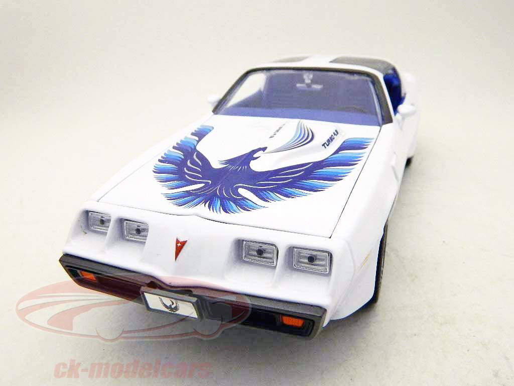 Pontiac Transam Turbo 4.9 1980 hvid med blå fugl 1:18 Greenlight
