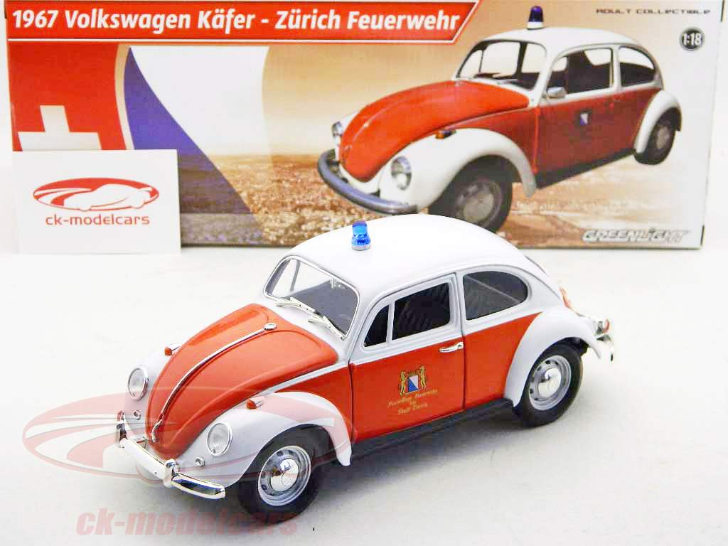 Volkswagen Beetle année 1967 Incendie Suisse Greenlight 1:18