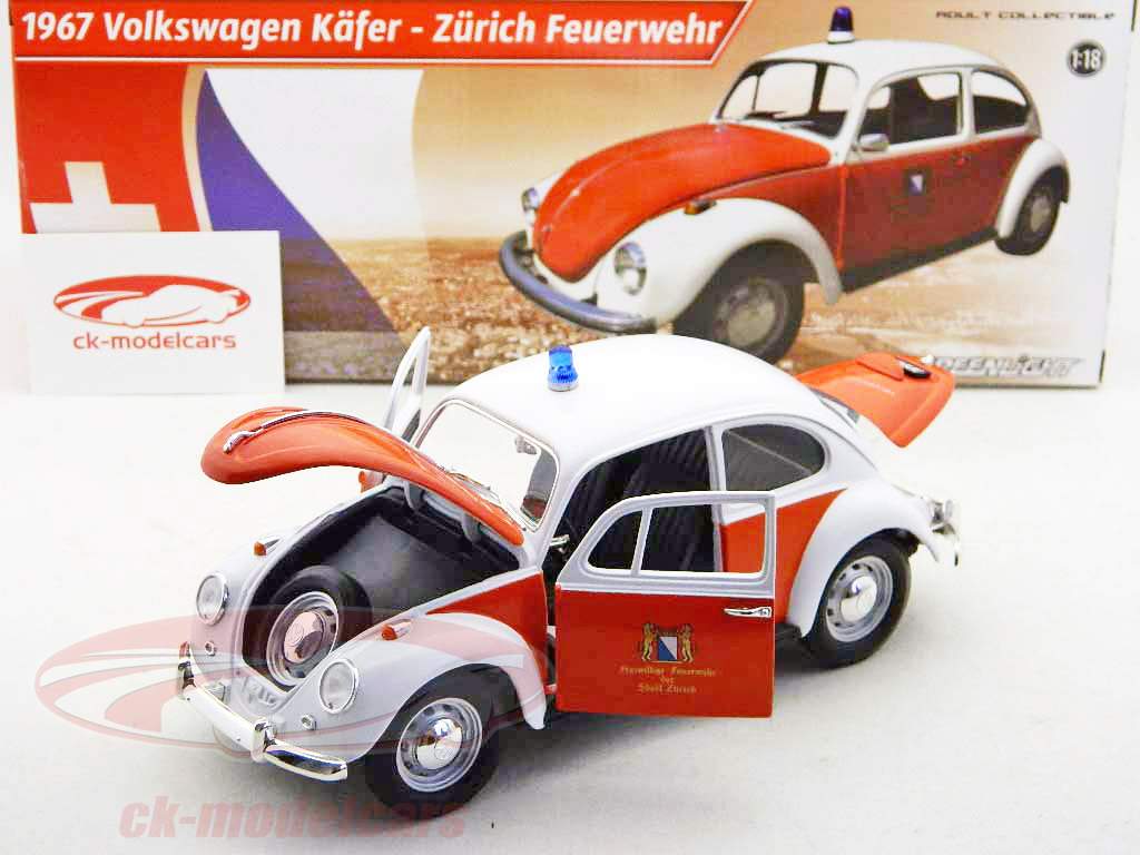 Volkswagen Beetle année 1967 Incendie Suisse Greenlight 1:18