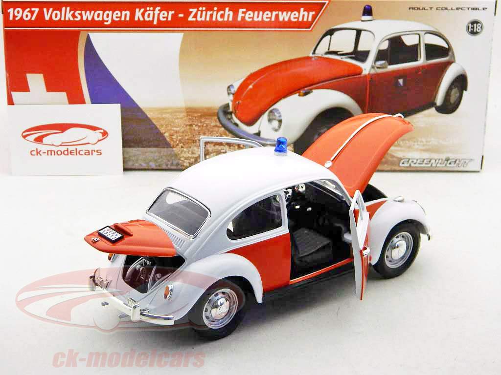 Volkswagen Beetle année 1967 Incendie Suisse Greenlight 1:18