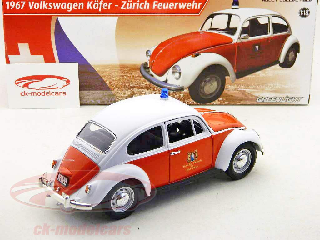 Volkswagen Beetle année 1967 Incendie Suisse Greenlight 1:18