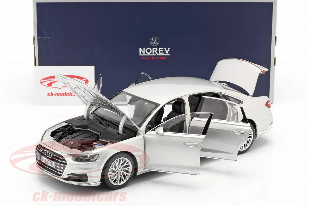Audi A8 L year 2018 silver metallic 1:18 Norev