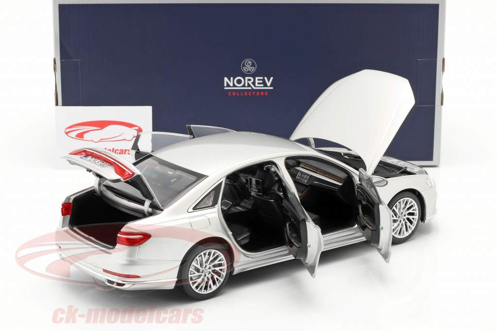 Audi A8 L year 2018 silver metallic 1:18 Norev