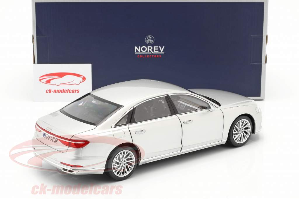 Audi A8 L year 2018 silver metallic 1:18 Norev