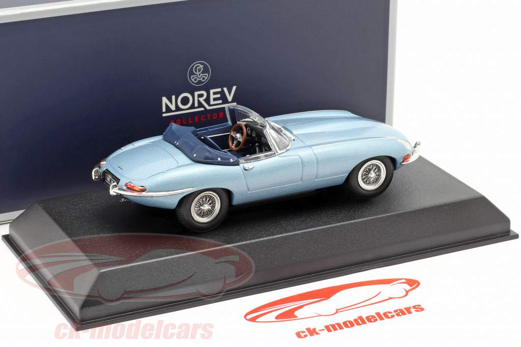 Jaguar E-Type Cabriolet year 1961 light blue metallic 1:43 Norev
