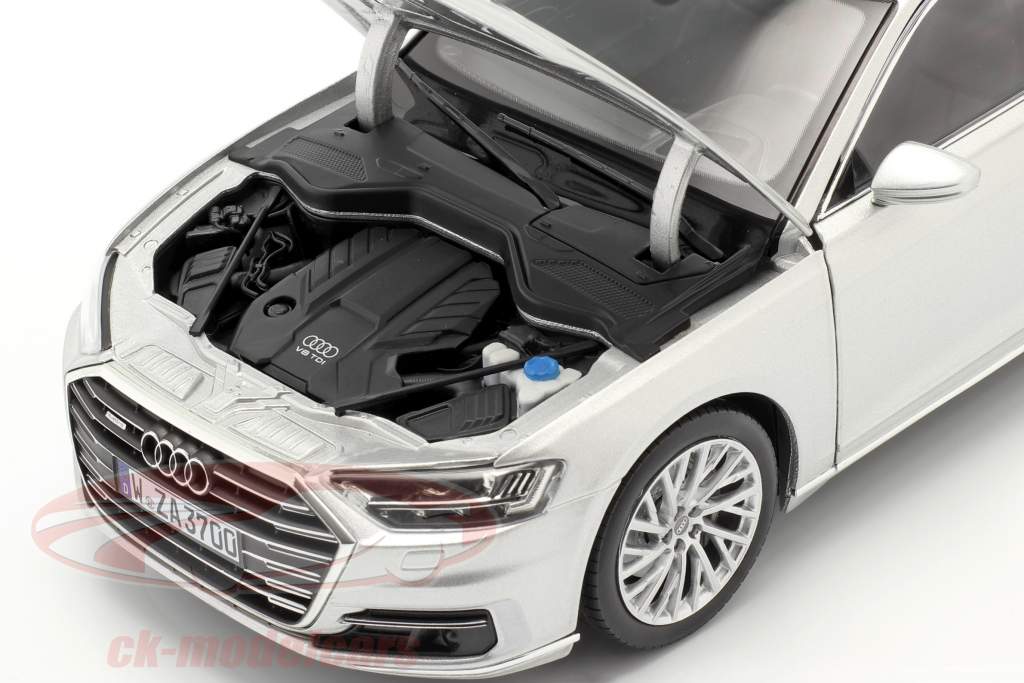 Audi A8 L year 2018 silver metallic 1:18 Norev