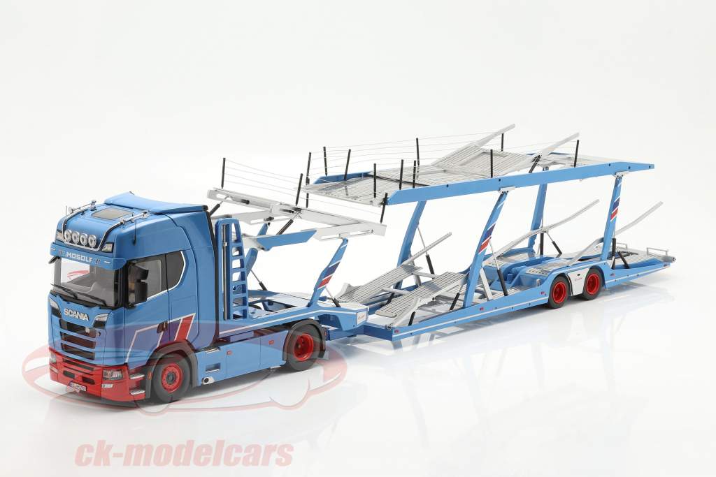 Set Scania V8 730S mit Lohr Autotransporter Mosolf 1:18 NZG