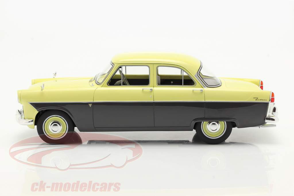 Ford Zodiac 206E Byggeår 1957 gul / mørkegrå 1:18 Cult Scale