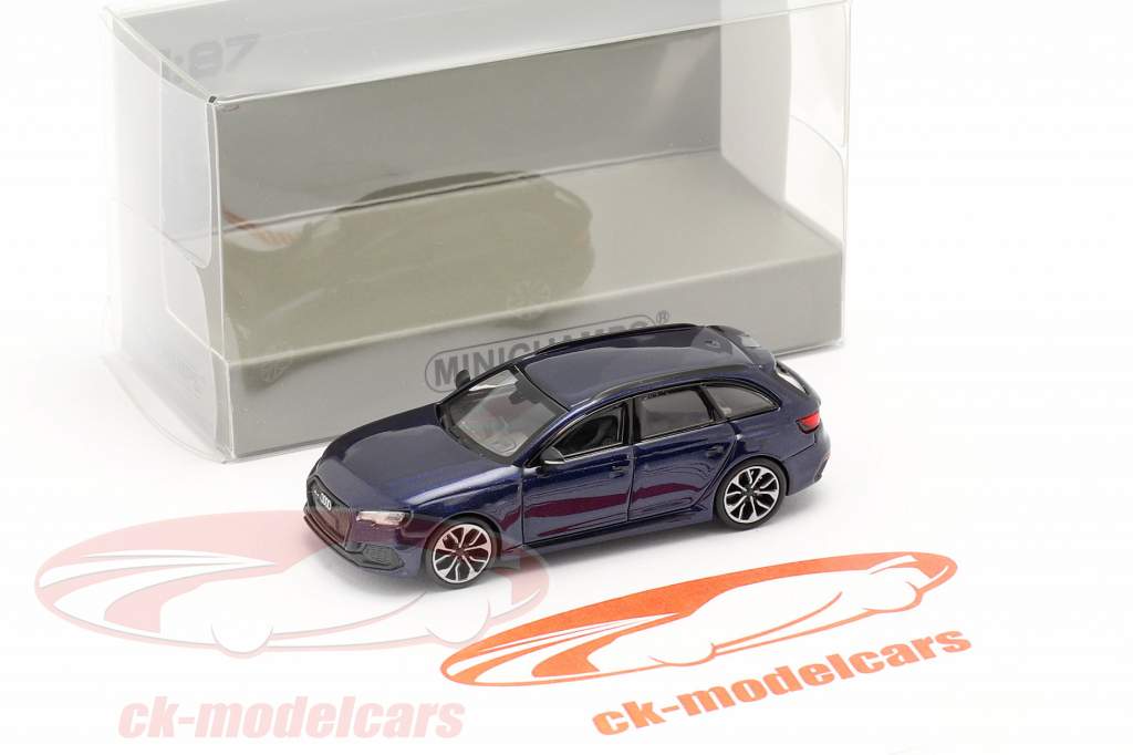 Audi RS4 Avant Byggeår 2018 navarra blå 1:87 Minichamps
