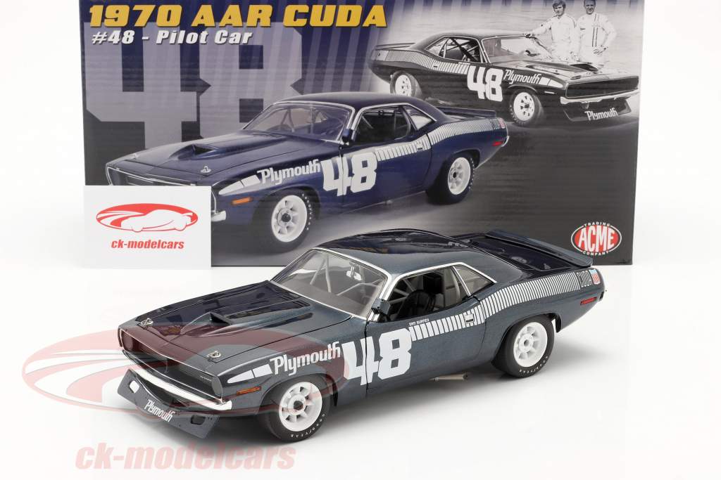 Plymouth Cuda AAR #48 1970 Pilot Car blu / bianca 1:18 GMP