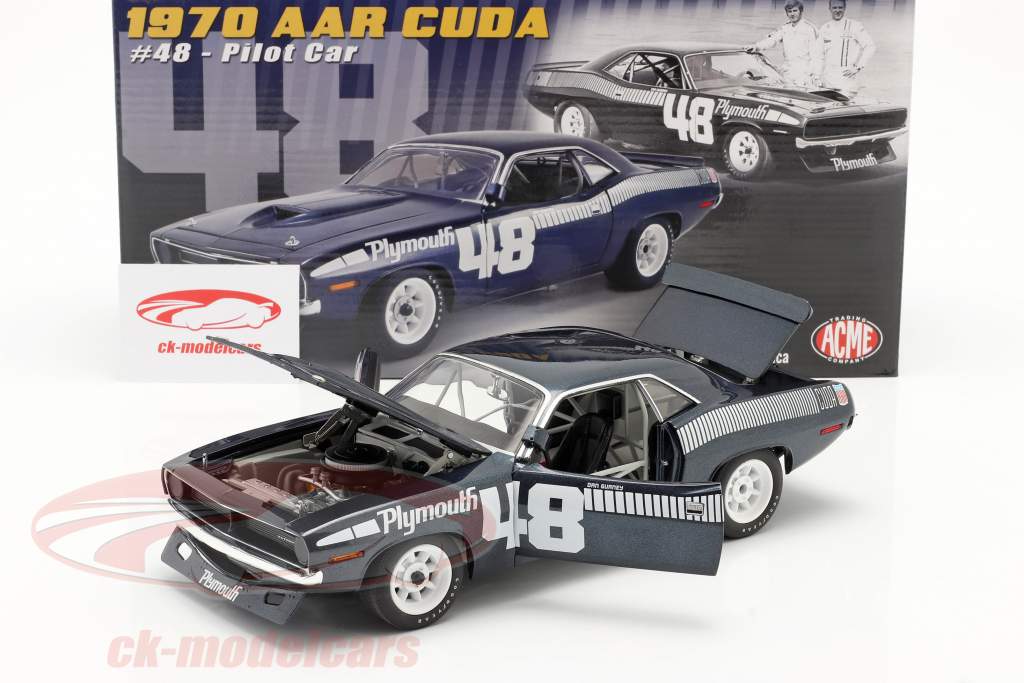 Plymouth Cuda AAR #48 1970 Pilot Car blau / weiß 1:18 GMP