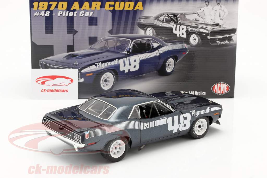 Plymouth Cuda AAR #48 1970 Pilot Car blau / weiß 1:18 GMP