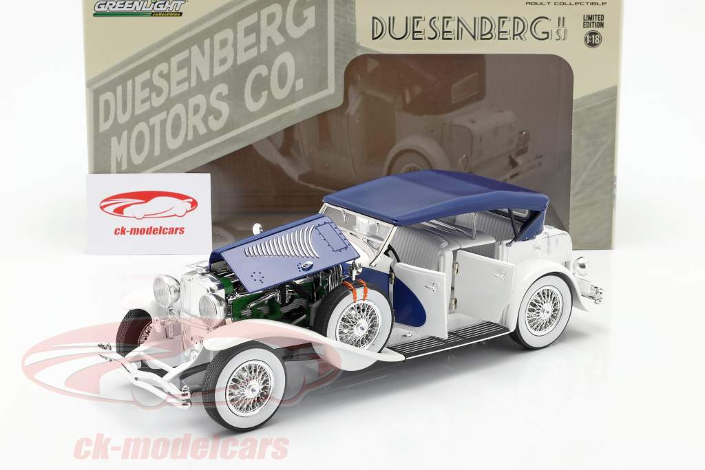 Duesenberg II SJ Blanco / azul 1:18 Greenlight
