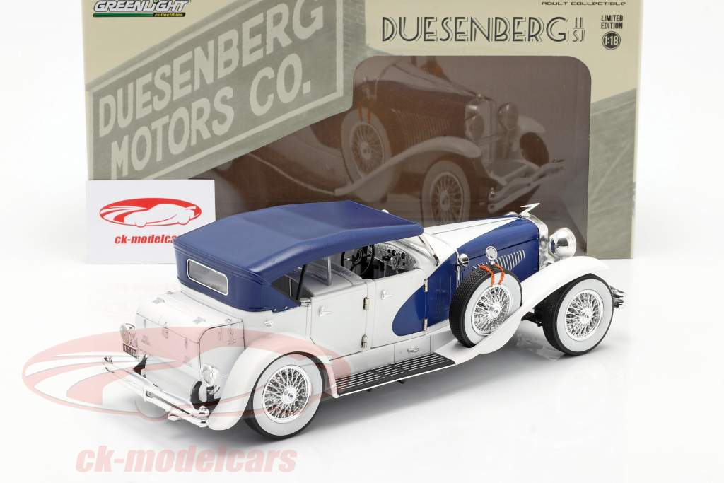 Duesenberg II SJ Blanco / azul 1:18 Greenlight