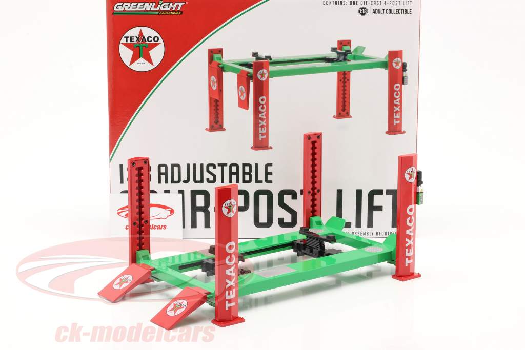Justerbar four post Løfteplatform Texaco grøn / rød 1:18 Greenlight
