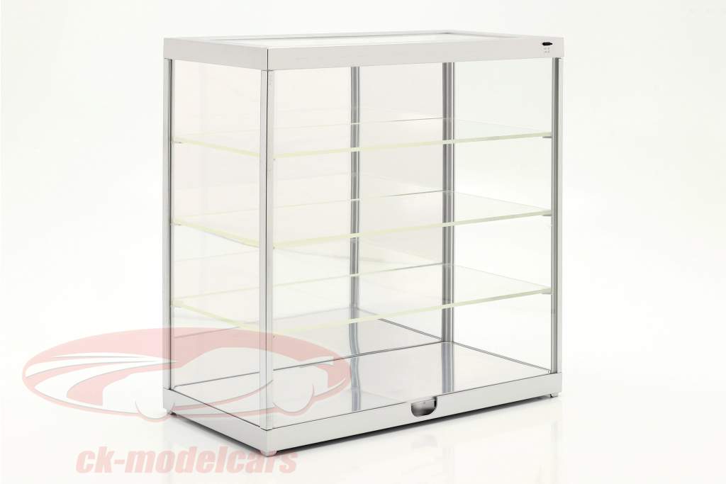 Enkelt udstillingsvindue Med Led lys og spejl Til vægt 1:18 / 1:24 sølv Triple9