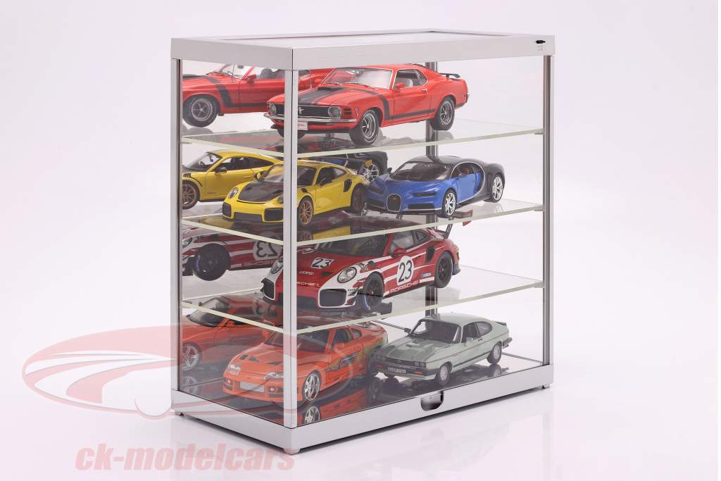 Vitrine unique Avec Éclairage LED et miroir pour echelle 1:18 / 1:24 argent Triple9