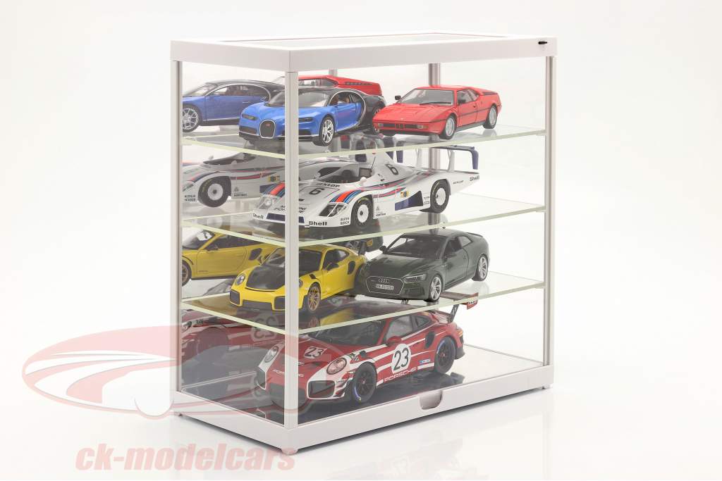 Vitrine unique Avec Éclairage LED et miroir Pour échelle 1:18 / 1:24 blanc Triple9