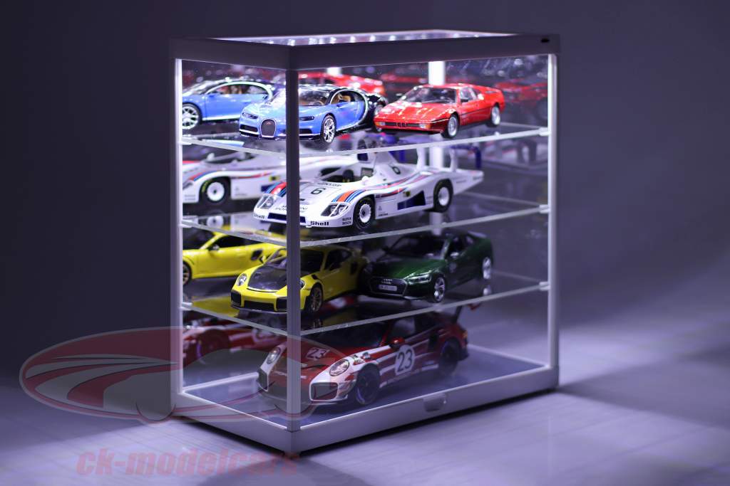 Escaparate único Con Iluminación LED y espejo por escala 1:18 / 1:24 Blanco Triple9