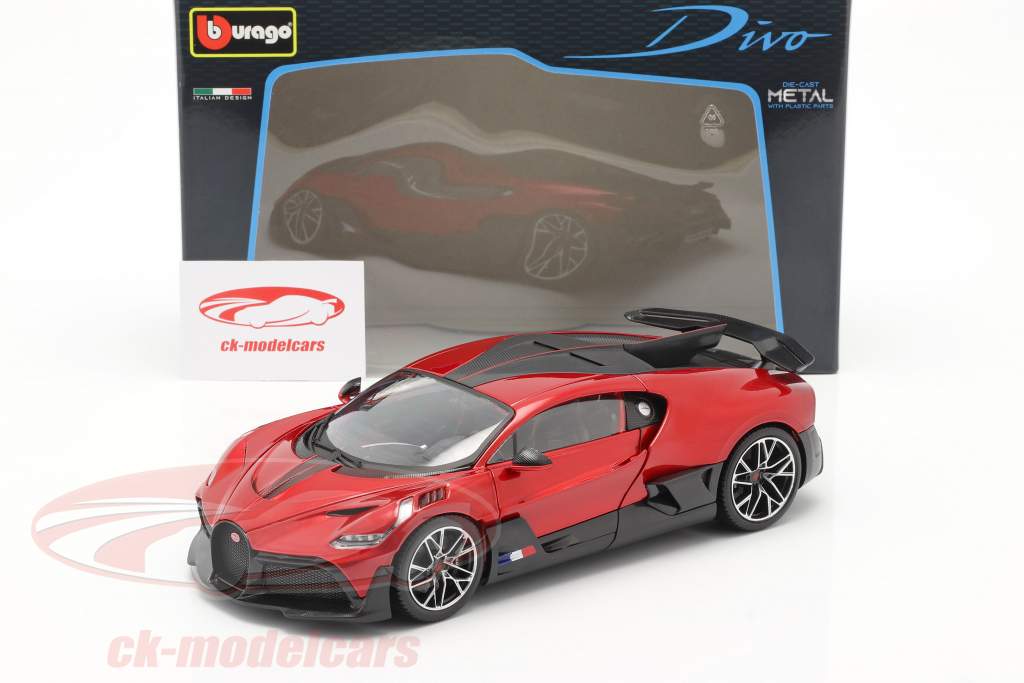Bugatti Divo Año de construcción 2018 rojo / negro 1:18 Bburago