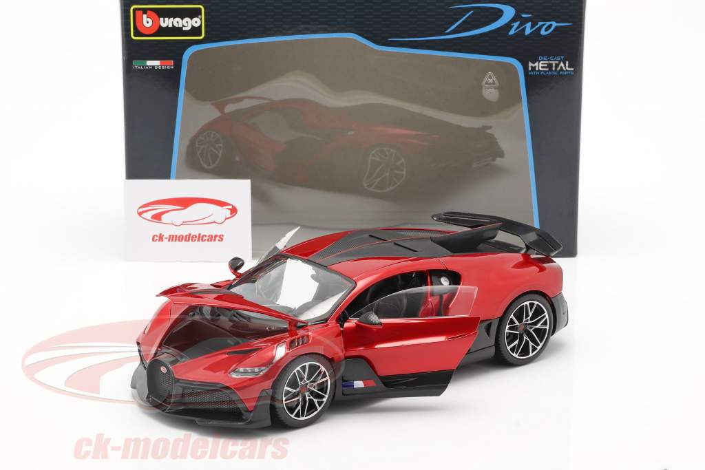 Bugatti Divo Année de construction 2018 rouge / noir 1:18 Bburago